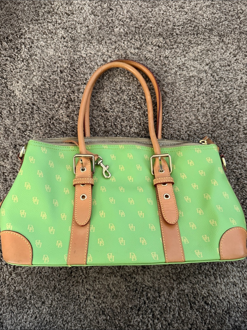 Dooney & Bourke Green shoulder bag with Tan Trim